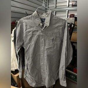 Polo mens long sleeve button down in black & white